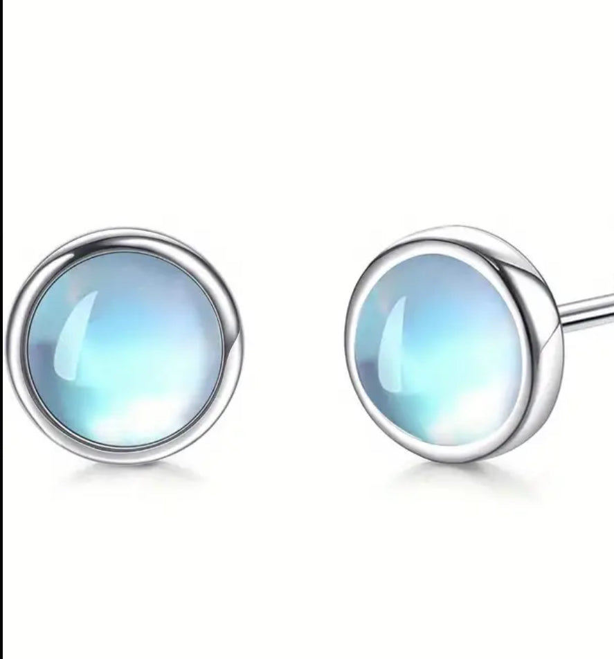 Moon Stone Stud Earrings