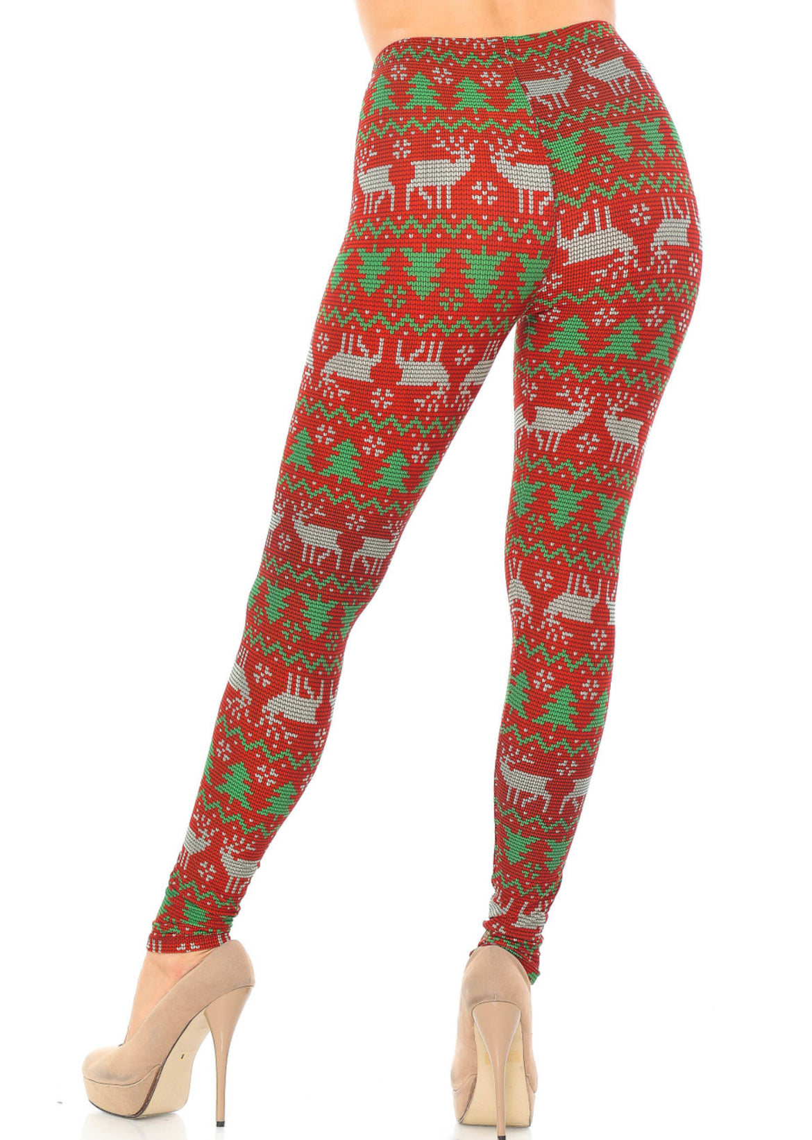 Buttery Soft Faux Knit Reindeer Leggings - Reg. One Size
