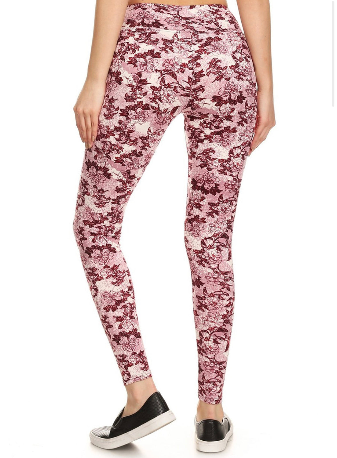 Premium Brushed High Waisted Rosetta Rose Sport Leggings - Large