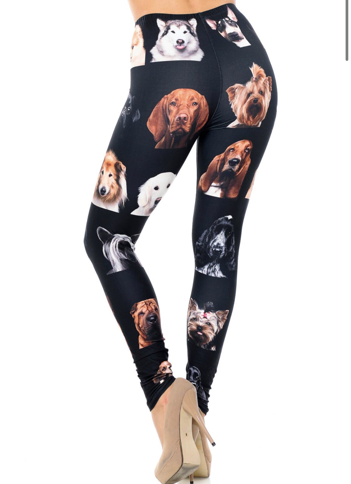 Buttery Soft Cute Puppy Dog Face Leggings - Reg. One Size