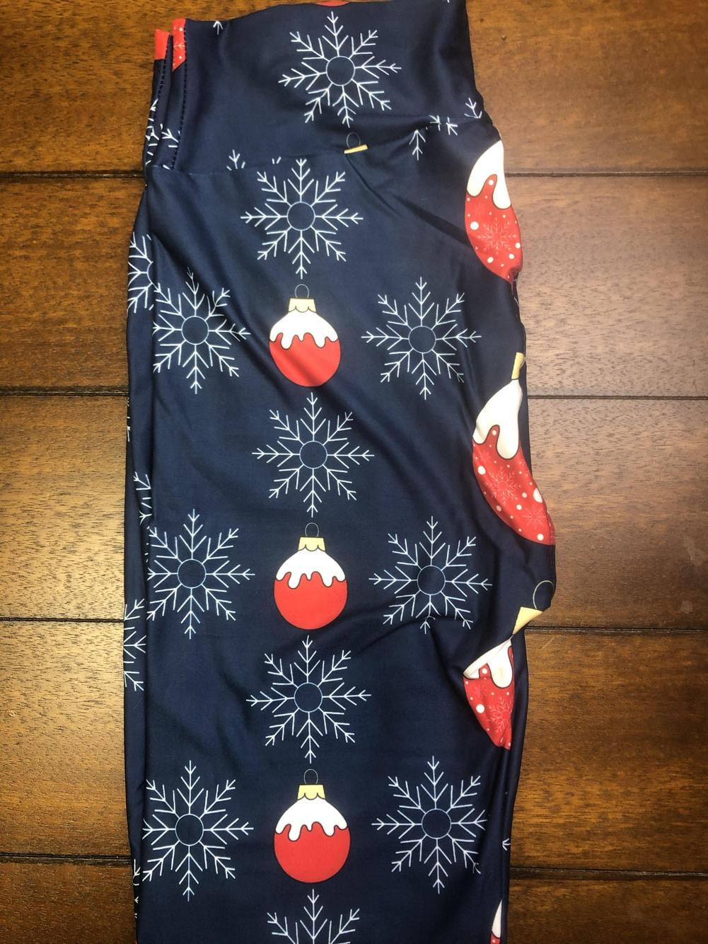 Buttery Soft Christmas Balls/Snowflake With Yoga Waist Leggings - Reg One Size