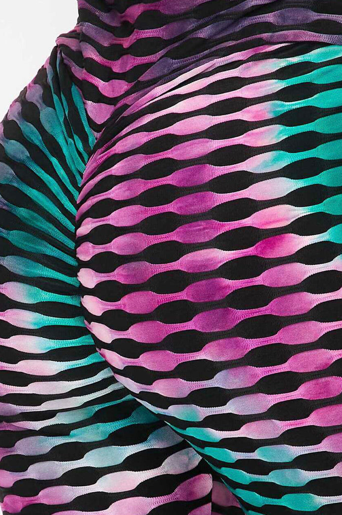 Purple And Teal Butt Scrunch Leggings - Small/Medium