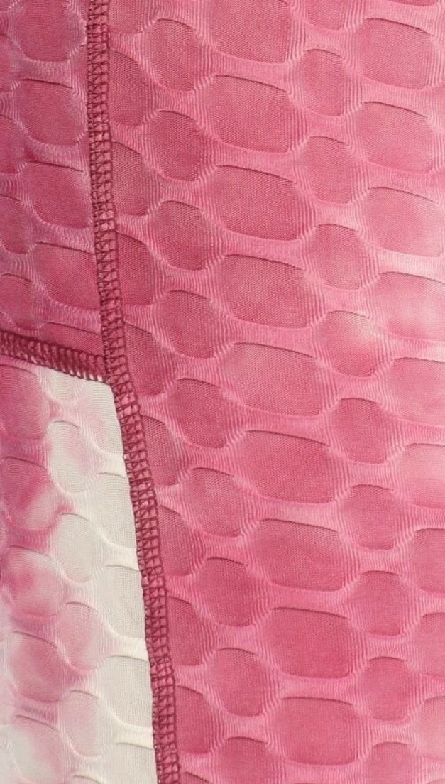 Premium Mauve Tie Dye Scrunch Butt Leggings With Side Pockets - Large/XL