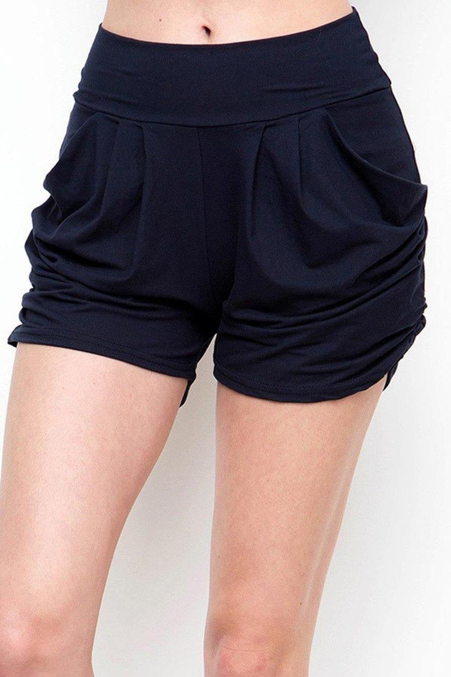 Buttery Soft Solid Black Harem Shorts - Small/Medium