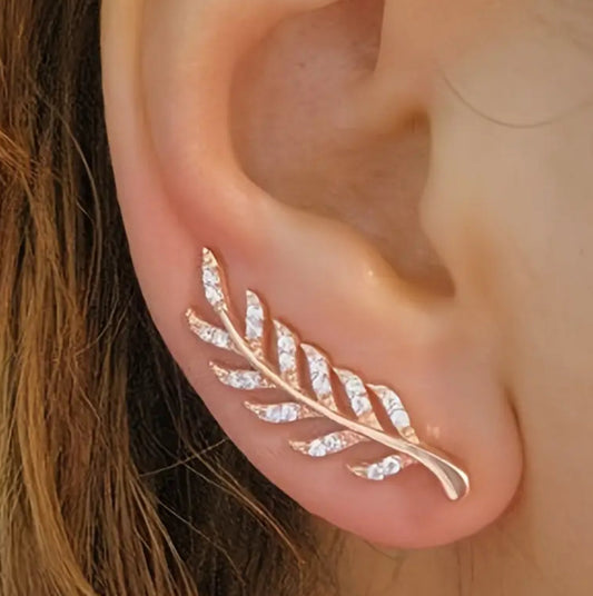 Rose Gold Elegant Leaf Climbing Earring