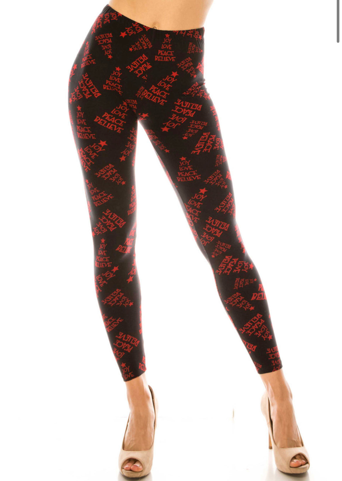 Buttery Soft Joy Love Peace Believe Leggings - Reg. One Size