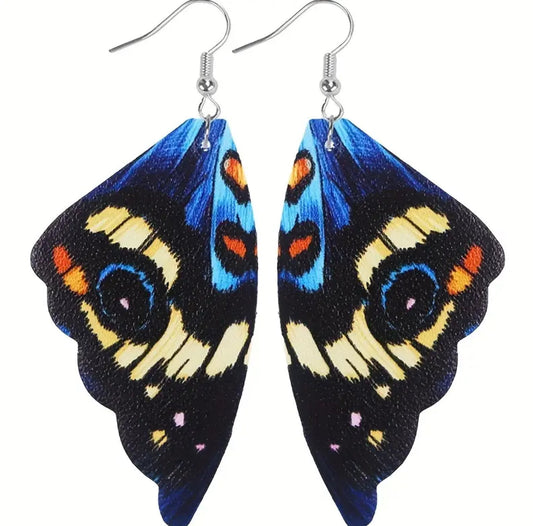Pu Leather Butterfly Wing Dangle Earrings Pattern 5