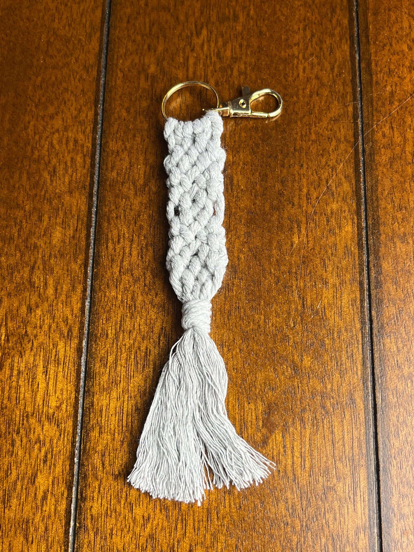 Light Grey Hand Woven Keychain