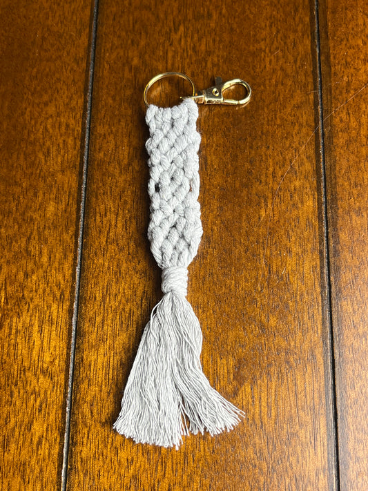 Light Grey Hand Woven Keychain