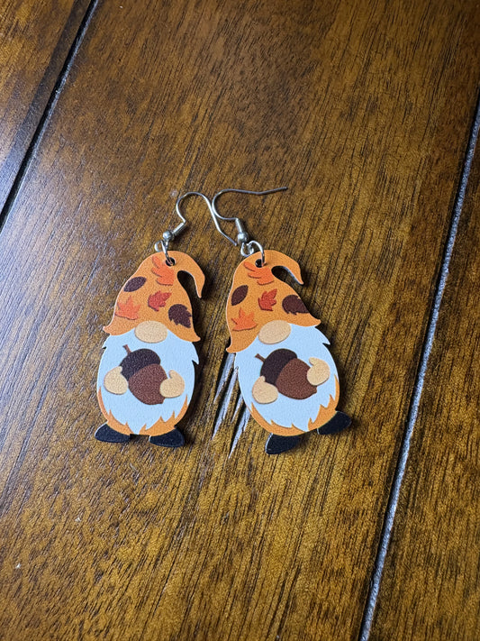 Autumn Gnome with Acorn Dangle Earrings
