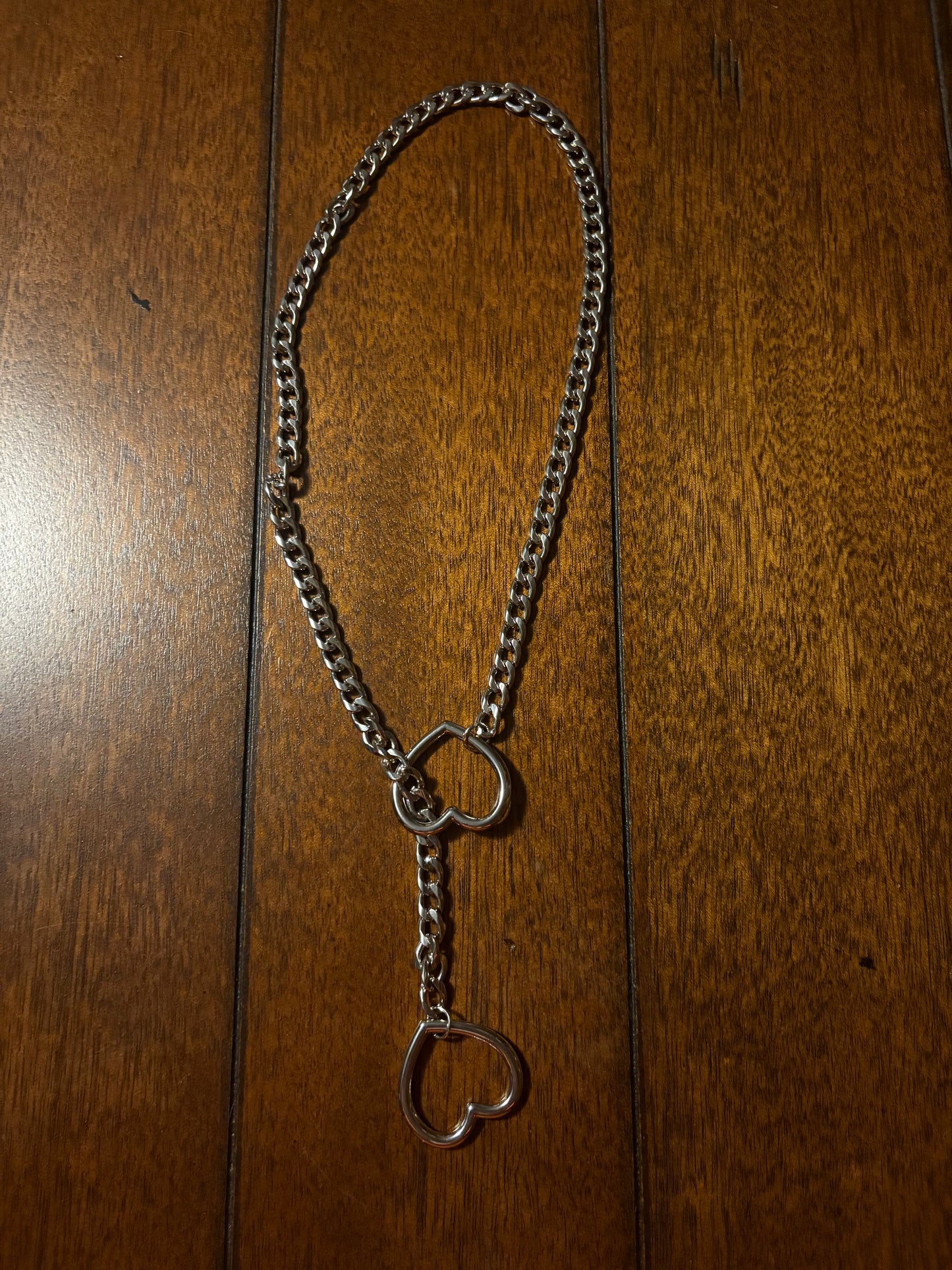 Silvery Double Heart Necklace