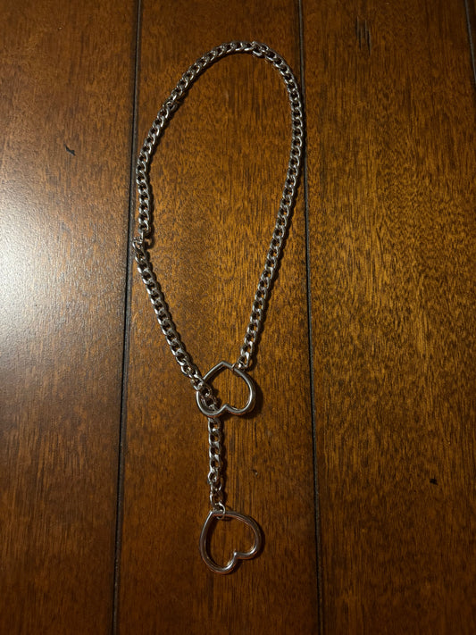 Silvery Double Heart Necklace