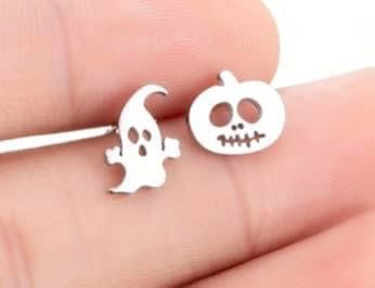 Silver Ghost Pumpkin Miss Match Earrings