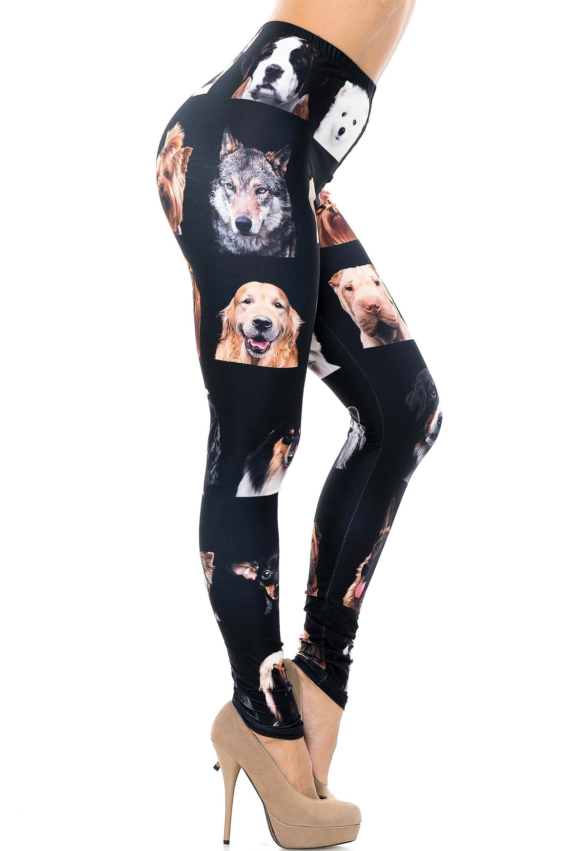 Buttery Soft Cute Puppy Dog Face Leggings - Reg. One Size