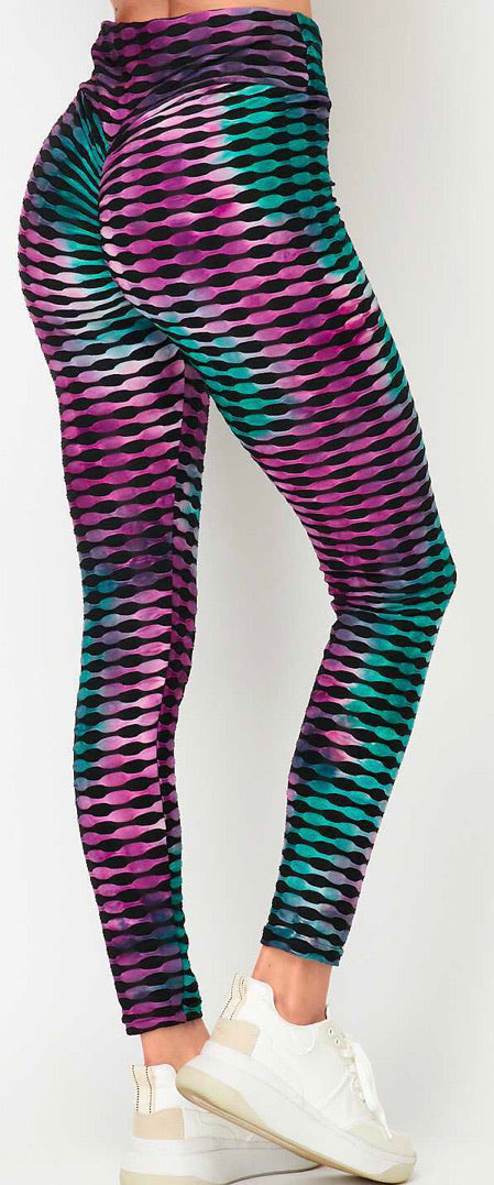 Purple And Teal Butt Scrunch Leggings - Small/Medium