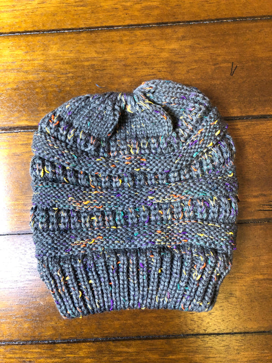 Pony Tail Beanie - Dark Grey