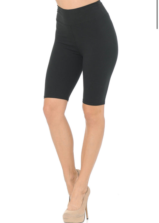 Buttery Soft Solid Black Biker Shorts - Reg. One Size
