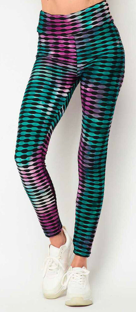 Purple And Teal Butt Scrunch Leggings - Small/Medium